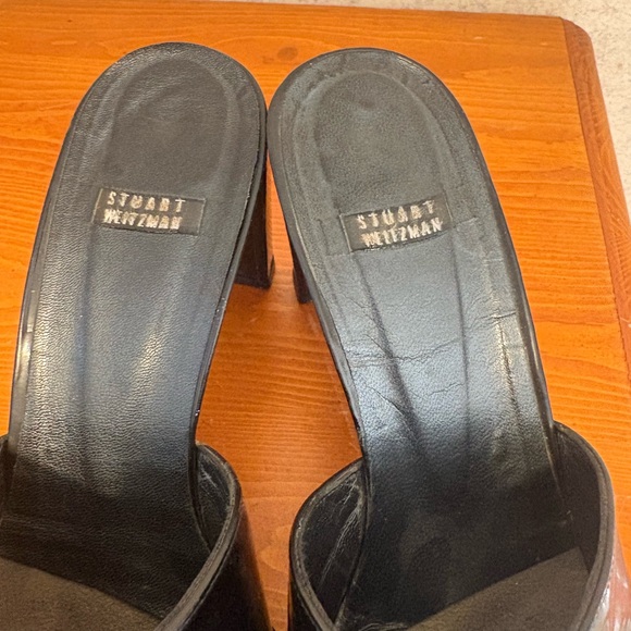 Stuart Weitzman Black Women's Heeled Mules Leather Soles Size 8 - Picture 4 of 7
